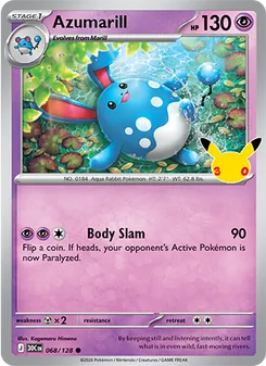 Azumarill — 30th Celebration #068, 2026. Illustrated by Kagemaru Himeno.