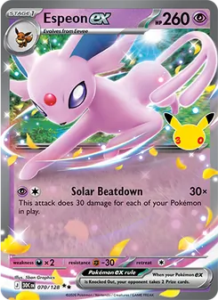 Espeon ex — 30th Celebration #070, 2026. Illustrated by 5ban Graphics.