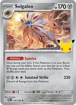 Solgaleo — 30th Celebration #105, 2026. Illustrated by Nurikabe.
