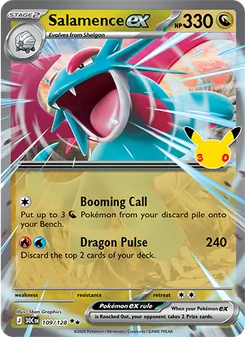 Salamence ex — 30th Celebration #109, 2026. Illustrated by 5ban Graphics.