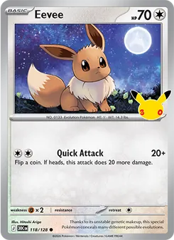 Eevee — 30th Celebration #118, 2026. Illustrated by Hitoshi Ariga.