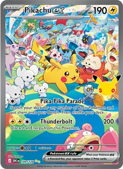 Pikachu ex — 30th Celebration #149, 2026. Illustrated by kantaro.