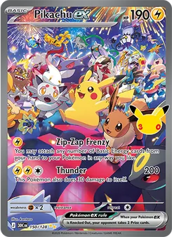 Pikachu ex — 30th Celebration #150, 2026. Illustrated by kantaro.