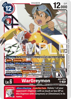 WarGreymon, Digimon card AD1-004