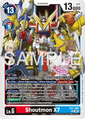 Shoutmon X7, Digimon card AD1-006