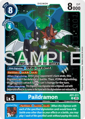 Paildramon, Digimon card AD1-011