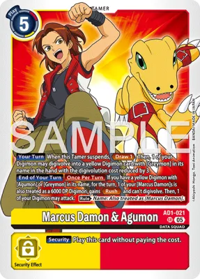 Marcus Damon & Agumon, Digimon card AD1-021