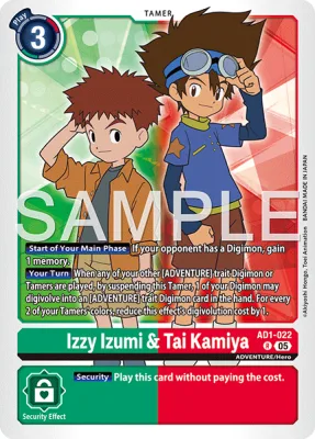 Izzy Izumi & Tai Kamiya, Digimon card AD1-022