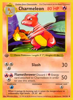 Charmeleon — Base Set #24, 1999. Illustrated by Mitsuhiro Arita.