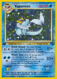 Vaporeon — Jungle #12, 1999. Illustrated by Kagemaru Himeno.