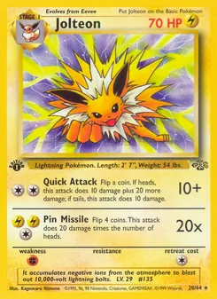 Jolteon — Jungle #20, 1999. Illustrated by Kagemaru Himeno.