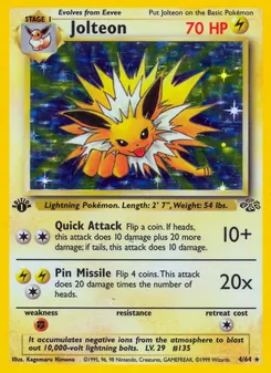 Jolteon — Jungle #4, 1999. Illustrated by Kagemaru Himeno.