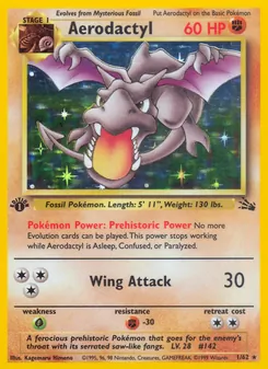 Aerodactyl — Fossil #1, 1999. Illustrated by Kagemaru Himeno.