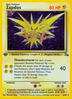 Zapdos — Fossil #15, 1999. Illustrated by Mitsuhiro Arita.