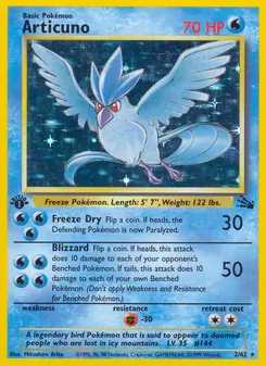 Articuno — Fossil #2, 1999. Illustrated by Mitsuhiro Arita.