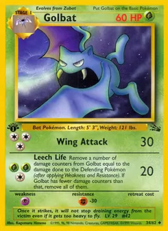 Golbat — Fossil #34, 1999. Illustrated by Kagemaru Himeno.