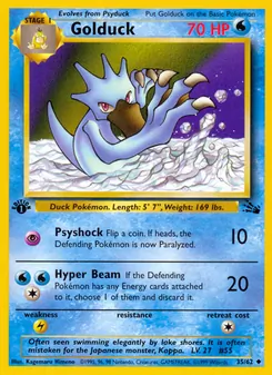 Golduck — Fossil #35, 1999. Illustrated by Kagemaru Himeno.