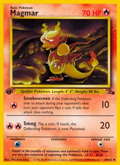 Magmar — Fossil #39, 1999. Illustrated by Mitsuhiro Arita.