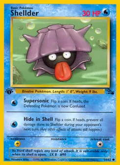 Shellder — Fossil #54, 1999. Illustrated by Mitsuhiro Arita.