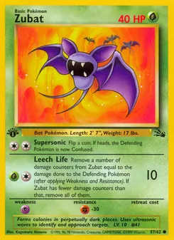 Zubat — Fossil #57, 1999. Illustrated by Kagemaru Himeno.