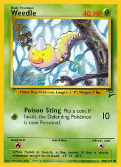 Weedle — Base Set 2 #100, 2000. Illustrated by Mitsuhiro Arita.