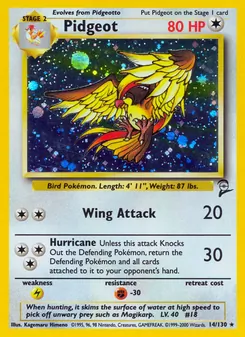 Pidgeot — Base Set 2 #14, 2000. Illustrated by Kagemaru Himeno.