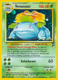 Venusaur — Base Set 2 #18, 2000. Illustrated by Mitsuhiro Arita.
