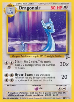 Dragonair — Base Set 2 #22, 2000. Illustrated by Mitsuhiro Arita.