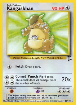 Kangaskhan — Base Set 2 #26, 2000. Illustrated by Mitsuhiro Arita.