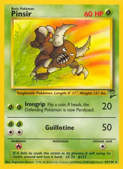 Pinsir — Base Set 2 #29, 2000. Illustrated by Kagemaru Himeno.