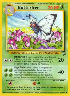 Butterfree — Base Set 2 #34, 2000. Illustrated by Kagemaru Himeno.