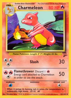 Charmeleon — Base Set 2 #35, 2000. Illustrated by Mitsuhiro Arita.