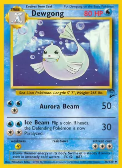 Dewgong — Base Set 2 #36, 2000. Illustrated by Mitsuhiro Arita.