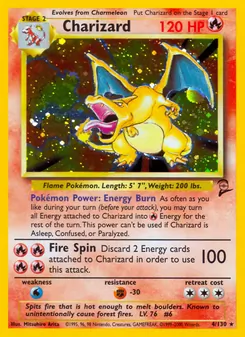 Charizard — Base Set 2 #4, 2000. Illustrated by Mitsuhiro Arita.