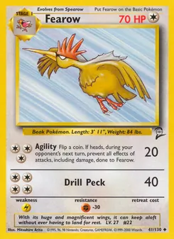 Fearow — Base Set 2 #41, 2000. Illustrated by Mitsuhiro Arita.