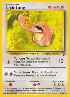Lickitung — Base Set 2 #48, 2000. Illustrated by Mitsuhiro Arita.