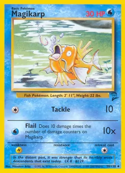 Magikarp — Base Set 2 #50, 2000. Illustrated by Mitsuhiro Arita.