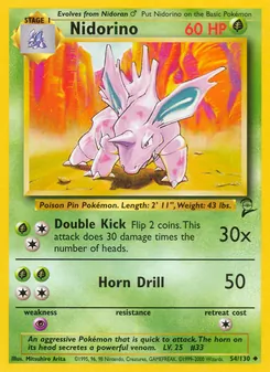 Nidorino — Base Set 2 #54, 2000. Illustrated by Mitsuhiro Arita.
