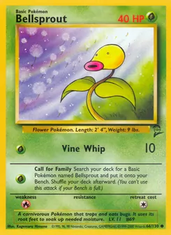 Bellsprout — Base Set 2 #66, 2000. Illustrated by Kagemaru Himeno.