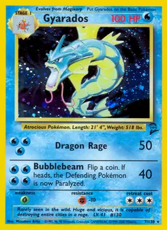 Gyarados — Base Set 2 #7, 2000. Illustrated by Mitsuhiro Arita.