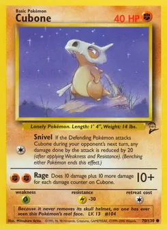 Cubone — Base Set 2 #70, 2000. Illustrated by Mitsuhiro Arita.
