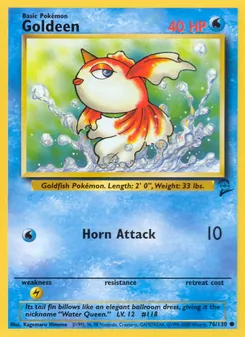 Goldeen — Base Set 2 #76, 2000. Illustrated by Kagemaru Himeno.