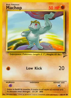 Machop — Base Set 2 #78, 2000. Illustrated by Mitsuhiro Arita.