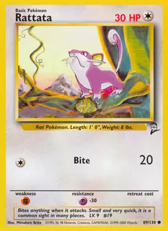 Rattata — Base Set 2 #89, 2000. Illustrated by Mitsuhiro Arita.