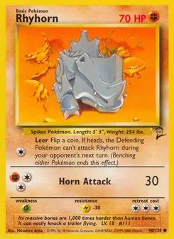 Rhyhorn — Base Set 2 #90, 2000. Illustrated by Mitsuhiro Arita.