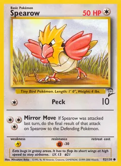 Spearow — Base Set 2 #92, 2000. Illustrated by Mitsuhiro Arita.