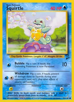 Squirtle — Base Set 2 #93, 2000. Illustrated by Mitsuhiro Arita.