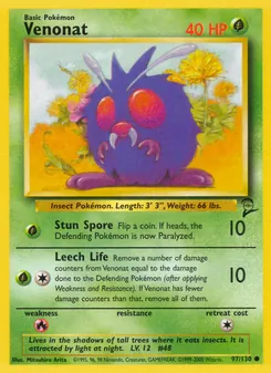 Venonat — Base Set 2 #97, 2000. Illustrated by Mitsuhiro Arita.