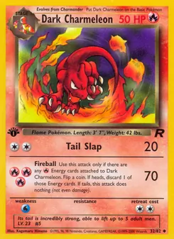Dark Charmeleon — Team Rocket #32, 2000. Illustrated by Kagemaru Himeno.