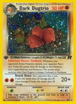 Dark Dugtrio — Team Rocket #6, 2000. Illustrated by Kagemaru Himeno.